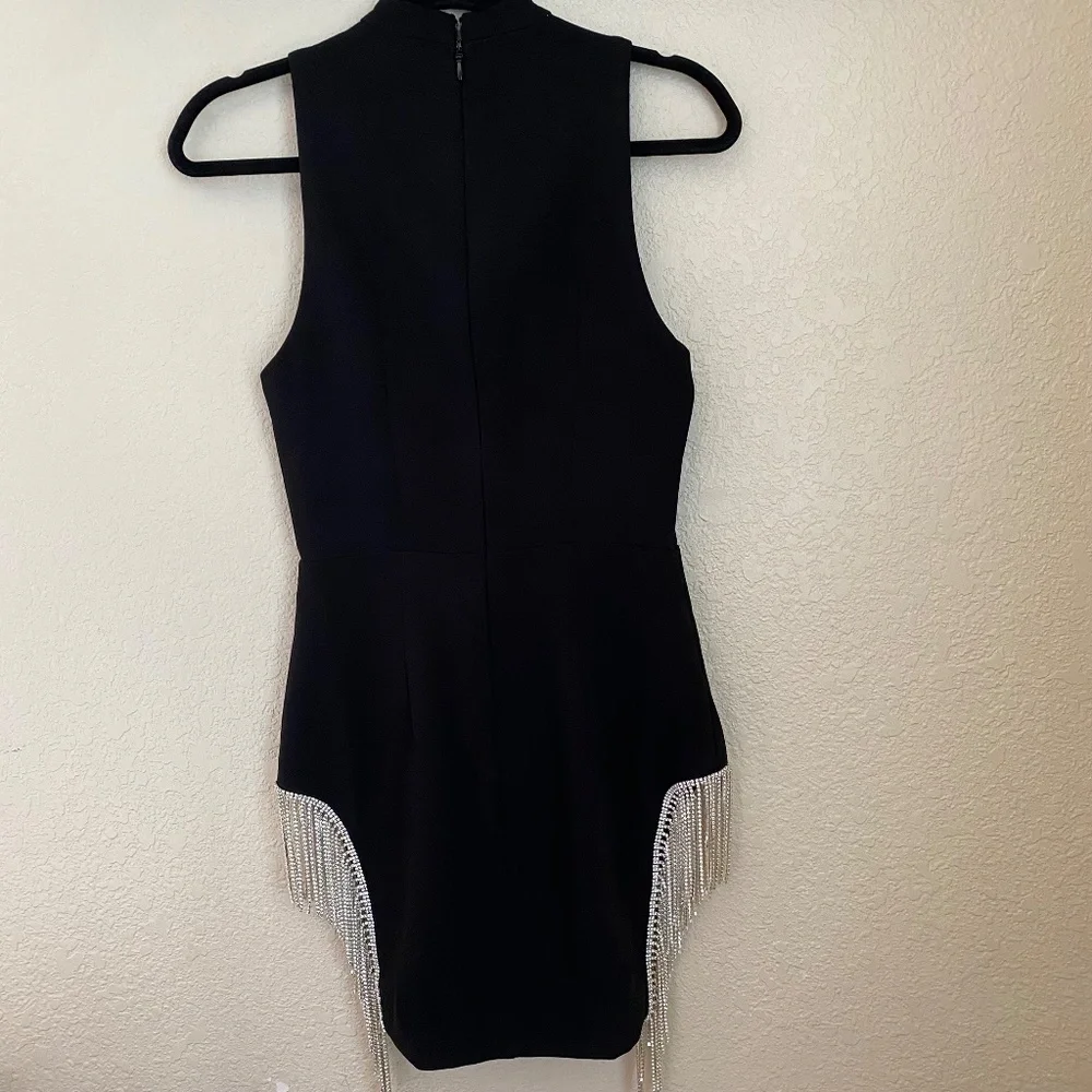 HOUSE OF CB 'Charlize'‎ Black Crystal Trim Dress /Size XS rhinestones NWOT